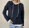 Six/fifty Jessica Colorblock Hoodie In Navy/white In Blue
