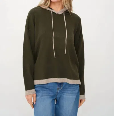 Six/fifty Jessie Colorblock Hoodie In Olive/latte In Multi