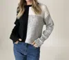 Six/fifty Joanna Color Block Ribbed Sweater In Black In Black