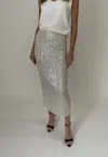 Six/fifty Joy Pencil Skirt In Silver