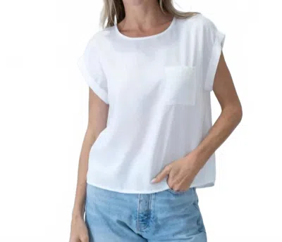 Six/fifty Kaitlin Button-back Short Sleeve Top In White