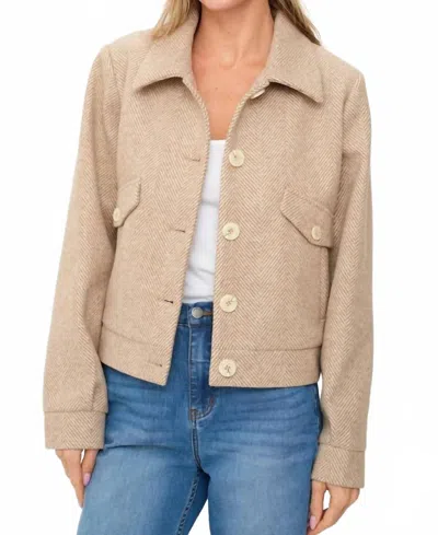 Six/fifty Katrina Herringbone Jacket In Camel In Brown