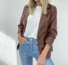 SIX/FIFTY KYLIE FAUX LEATHER BLAZER IN BROWN