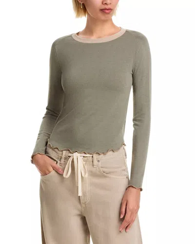 Six/fifty Lea Layered Ribbed Tee In Cedar In Green