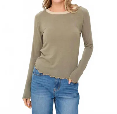 Six/fifty Lea Long Sleeve Layered Tee In Cedar In Green