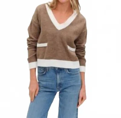 Six/fifty Libby V-neck Sweater In Brown