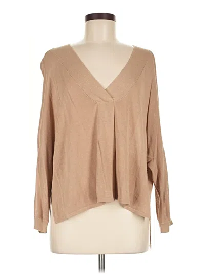 Pre-owned Six/fifty Long Sleeve Blouse In Tan
