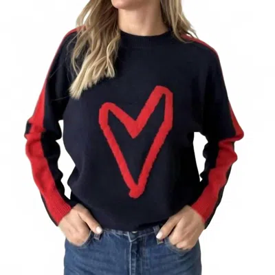 Six/fifty Lottie Striped Heart Sweater Top In Navy In Blue