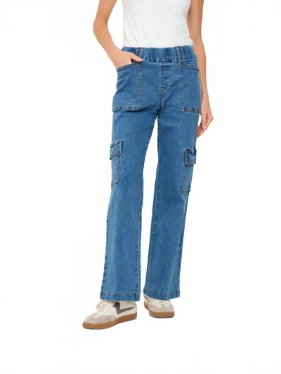Six/fifty Lucy Denim Cargo Pants In Blue