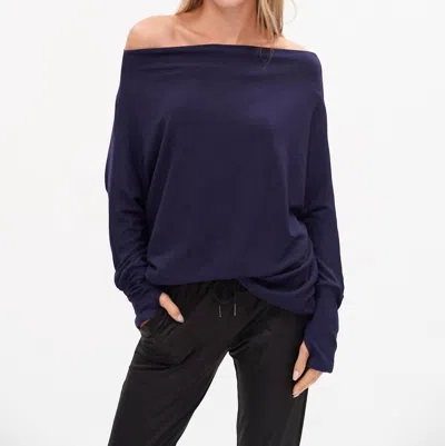Six/fifty Lurex Anywhere Top In Dark Blue