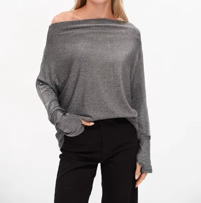 Six/fifty Lurex Anywhere Top In Silver In Gray