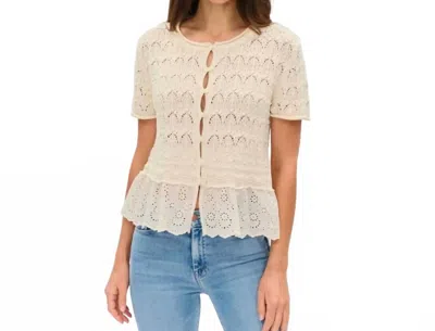 Six/fifty Margot Mixed Media Peplum Top In Cream In White