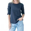 Six/fifty Maria Ruched Tee In Navy In Blue