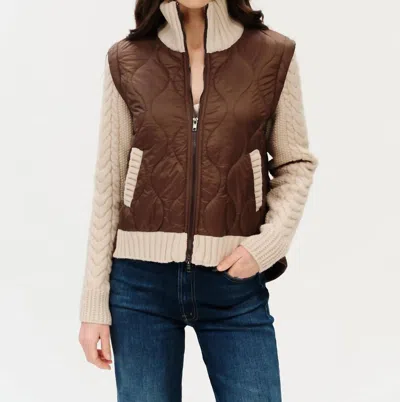 Six/fifty Melanie Mixed Media Jacket In Brown