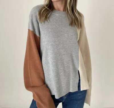 Six/fifty Naomi Color Block Sweater In Brown
