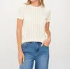 Six/fifty Natasha Cable Knit Top In Ivory In Blue