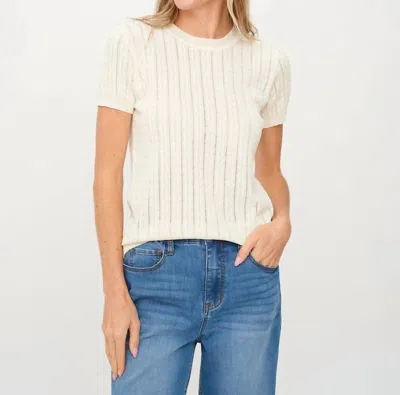 Six/fifty Natasha Cable Knit Top In Ivory In Blue