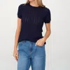 Six/fifty Natasha Cable Knit Top In Navy In Blue