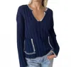 Six/fifty Northport Stitch Seams Sweater In Navy In Blue