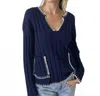 Six/fifty Northport Stitch Seams Sweater In Navy In Blue