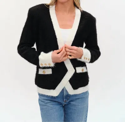 Six/fifty Olivia Asymmetrical Cardigan In Black/white In Multi