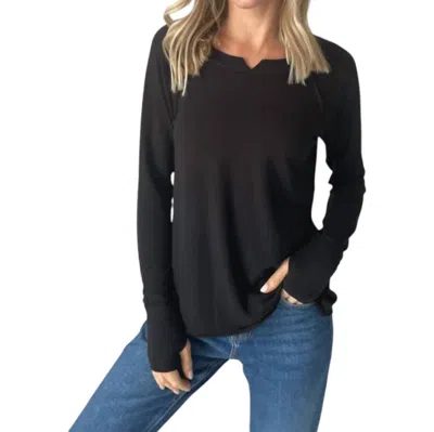 Six/fifty Patton Long Sleeve Cozy Top In Black