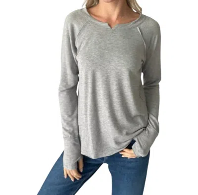 Six/fifty Patton Long Sleeve Cozy Top In Heather Grey