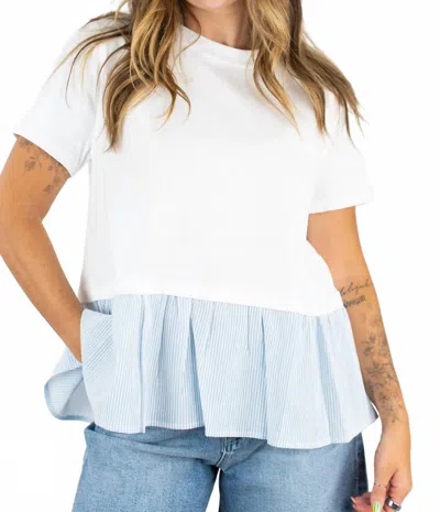 Six/fifty Ravello Mix Media Poplin Top In White
