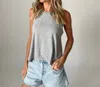 Six/fifty Riley Split Back Tank In Heather Grey In Grey