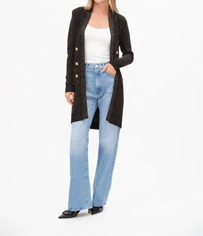 Six/fifty Sammy Metallic Cardigan In Black