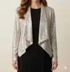 Six/fifty Sequin Long Sleeve Blazer In Champagne In White