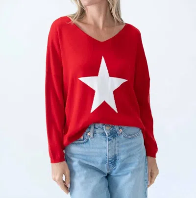 Six/fifty Sharon Star Sweater In Red