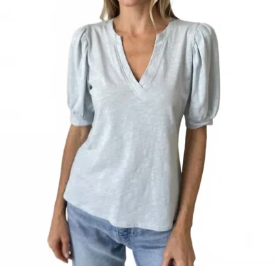 Six/fifty Short Sleeve Kira V Neck Top In Aquamarine In Blue