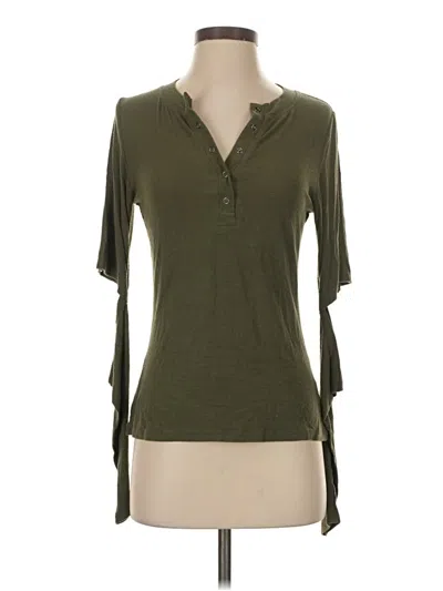 Pre-owned Six/fifty Short Sleeve Top Green Keyhole Neckline Tops