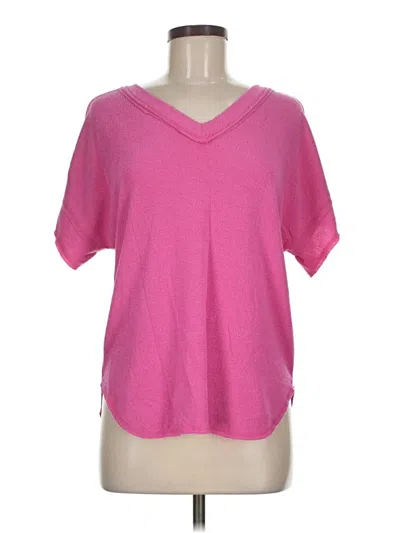 Pre-owned Six/fifty Short Sleeve Top Pink V-neck Tops