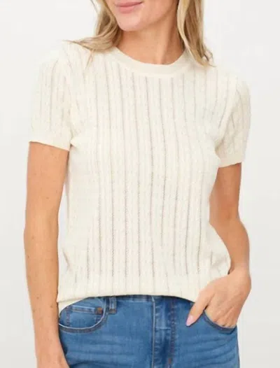 Six/fifty Six Fifty Ivory Natasha Cable Light Weight Sweater In Neutral