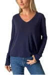 Six/fifty Stacy Cross Back Long Sleeve Top In Blue In Blue