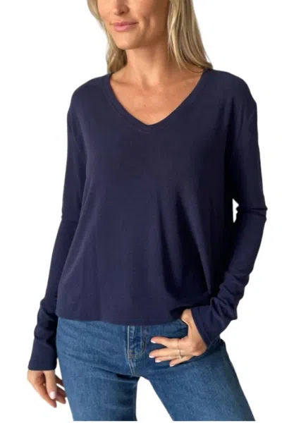 Six/fifty Stacy Cross Back Long Sleeve Top In Blue