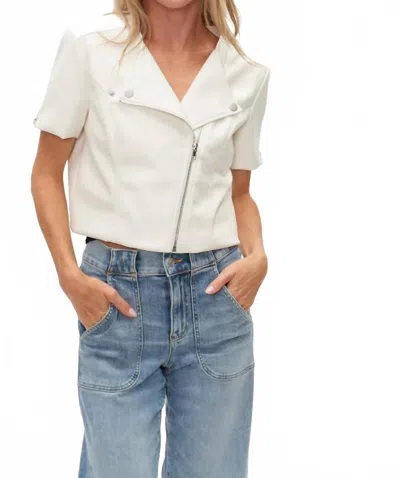 Six/fifty Frankie Short Sleeve Vegan Jacket In Vanilla In White