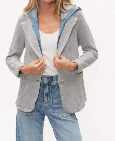 Six/fifty Torino Mixed Media Sweater Blazer In Grey In Gray