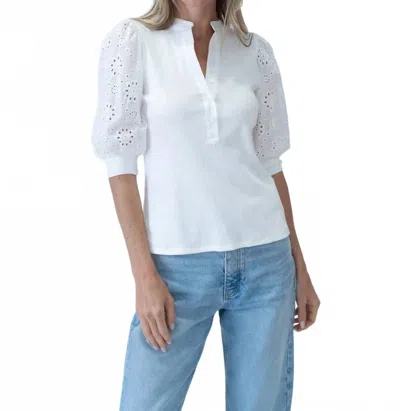 Six/fifty Kaleigh Collared Ribbed Top In White