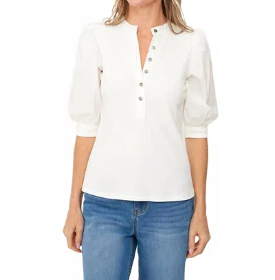 Six/fifty Veronica Henley Top In Ivory In White