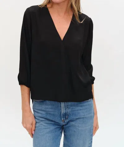 Six/fifty Viola Surplice Blouse In Black