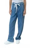 Six/fifty Wherever Denim Drawstring Pants In Denim Wash In Blue
