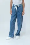 Six/fifty Wherever Denim Drawstring Pants In Denim Wash In Blue