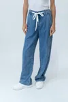 Six/fifty Wherever Denim Drawstring Pants In Denim Wash In Blue