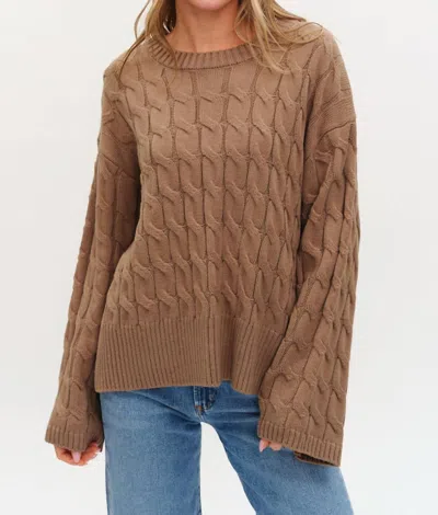 Six/fifty Willow Cable Knit Sweater In Brown