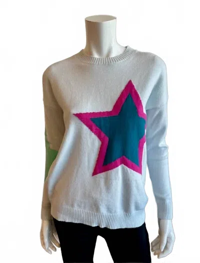 Six/fifty Women's Bold Star Sweater In Light Blue In White
