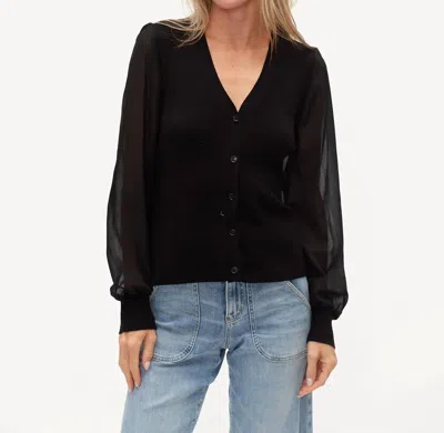 Six/fifty Women's Celeste Mixed Media Top In Black
