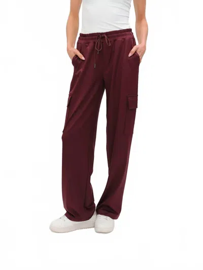 Six/fifty Women's Coated Cargo Pants In Burgundy
